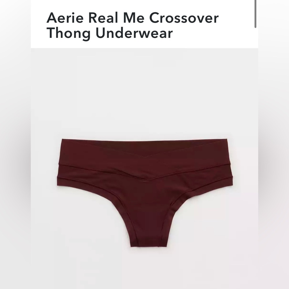 Aerie Real Me Crossover Thong Underwear (color Deep Plum)
